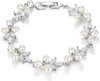 Gorgeous Cubic Zirconia Wedding Jewelry for Bride Bridesmaid, Elegant Simulated Pearl Teardrop Tennis Bracelet Gift for Women