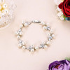 Gorgeous Cubic Zirconia Wedding Jewelry for Bride Bridesmaid, Elegant Simulated Pearl Teardrop Tennis Bracelet Gift for Women