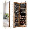 Wall and Door Mounted Mirrored Jewelry Cabinet with Lights