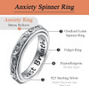 Anxiety Relieve Rings 925 Sterling Silver Spinner Fidget Ring Worry Stress Relieving Boredom ADHD Autism Ring Platinum Plated Jewelry Birthday Gifts for Women Men