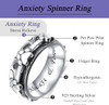Anxiety Relieve Rings 925 Sterling Silver Spinner Fidget Ring Worry Stress Relieving Boredom ADHD Autism Ring Platinum Plated Jewelry Birthday Gifts for Women Men