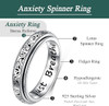 Anxiety Relieve Rings 925 Sterling Silver Spinner Fidget Ring Worry Stress Relieving Boredom ADHD Autism Ring Platinum Plated Jewelry Birthday Gifts for Women Men