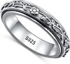 Anxiety Relieve Rings 925 Sterling Silver Spinner Fidget Ring Worry Stress Relieving Boredom ADHD Autism Ring Platinum Plated Jewelry Birthday Gifts for Women Men