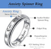 Anxiety Relieve Rings 925 Sterling Silver Spinner Fidget Ring Worry Stress Relieving Boredom ADHD Autism Ring Platinum Plated Jewelry Birthday Gifts for Women Men