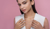 One-word jewelry set - A fashionable and popular necklace pendant set, featuring Monnes stone, made of 925 silver and plated with platinum and diamonds.