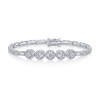 Silver - Made of morganite, 925 sterling silver and platinum-plated diamonds, it is a fashionable jewelry bracelet and a luxurious silver accessory.
