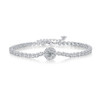Made of morganite, 925 sterling silver and platinum-plated diamonds, it is a fashionable jewelry bracelet and a luxurious silver accessory.