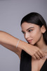 Flower Core - Composed of morganite, 925 sterling silver, and platinum-plated diamonds, it is a fashionable jewelry bracelet and a luxurious silver accessory.