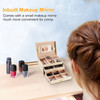 Jewelry Case Organizer 3-layer Lockable Travel Jewelry Box PU Leather Storage Display Case with Mirror Protective