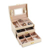 Jewelry Case Organizer 3-layer Lockable Travel Jewelry Box PU Leather Storage Display Case with Mirror Protective