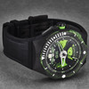 Franck Dubarry Men's 'Diver' Big Date Green Dial Black Rubber Strap Automatic Watch DIV-04