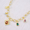 Angel & Rose Charm Necklace – Bold Gold Chain with Whimsical Vintage-Inspired Accents