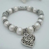 Charming Heart Pearl And Silver Bracelet