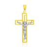 14k Two-Tone Gold Cross with Figure Pendant