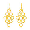 14k Yellow Gold Earrings with Textured Open Circle Motifs
