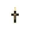 Cross Pendant with Black Enamel in 14k Yellow Gold