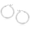 14k White Gold Diamond Cut Hoop Earrings (3x25mm)