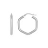 14k White Gold Shiny Hexagon Hoop Earrings