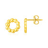 14K Yellow Gold Beaded Circle Earrings(6.8mm)
