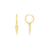 14K Yellow Gold Dangling Spike Drop Hoop Earrings