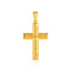 14k Yellow Gold Reversible Textured Cross Pendant