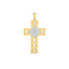 14k Two Tone Gold High Polish Diamond Cut Cross Pendant