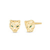 14k Yellow Gold Panther Head Stud Earrings