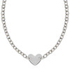 Sterling Silver Rhodium Plated Chain Bracelet with a Flat Heart Motif Station