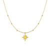 14k Yellow Gold Necklace with Eight Pointed Star and Beads