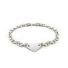 Sterling Silver Rhodium Plated Chain Bracelet with a Flat Heart Station