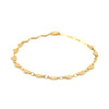 14k Yellow Gold 7 inch Mirrored Heart Chain Bracelet
