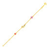 14k Yellow Gold 5 1/2 inch Childrens Bracelet with Enameled Heart Unicorn and Circle