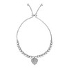 Adjustable Bead Bracelet with Round Charm and Cubic Zirconias in Sterling Silver