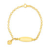 14k Yellow Gold Heart Accented Children's Cable Chain ID Bracelet