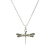 18k Yellow Gold and Sterling Silver Pendant in a Dragonfly Design
