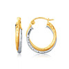 14k Two-Tone Gold Interlaced Hoop Earrings with Hammered Texture