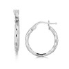Sterling Silver Rhodium Plated Diamond Cut Small Hoop Earrings (2x15mm)
