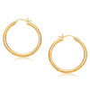 14k Yellow Gold Hoop Earring with Diamond-Cut Finish (3x30mm)