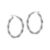 Sterling Silver Oval Hoop Braided Diamond Cut Earrings(4x22mm)