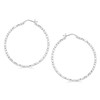 Sterling Silver Rhodium Plated Large Faceted Style Hoop Earrings(2x40mm)