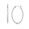 Sterling Silver Rhodium Plated Textured Diamond Cut Classic Hoop Earrings(2x25mm)