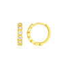 14k Yellow Gold Petite Hoop Earrings with Round Cubic Zirconias