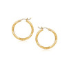 14k Yellow Gold Fancy Diamond Cut Slender Small Hoop Earrings (2x15mm)