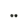 14k White Gold Stud Earrings with Black Faceted Cubic Zirconia(6mm)