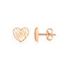14K Rose Gold High Polish Scribble Heart Stud Earrings