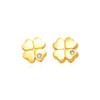 14k Yellow Gold Polished Four Leaf Clover Earrings with Diamonds(7mm)