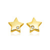 14k Yellow Gold Polished Star Earrings with Diamonds(6.5mm)