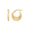 14K Yellow Gold Graduated Grooved Fancy Hoop Earrings