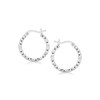 Sterling Silver Faceted Design Hoop Earrings with Rhodium Plating(2x15mm)