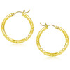 10k Yellow Gold Diamond Cut Hoop Earrings (3x25mm)